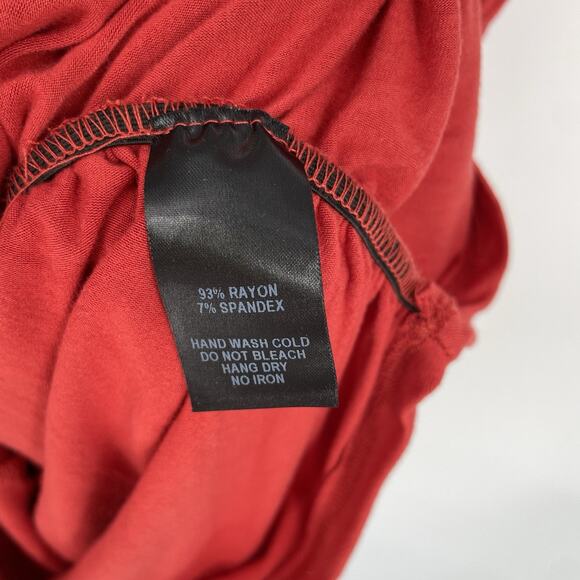 Lulu’s Asymmetrical Bodycon Dress Medium Short Sleeve Fitted Ruched Rust Brick - Picture 5 of 8